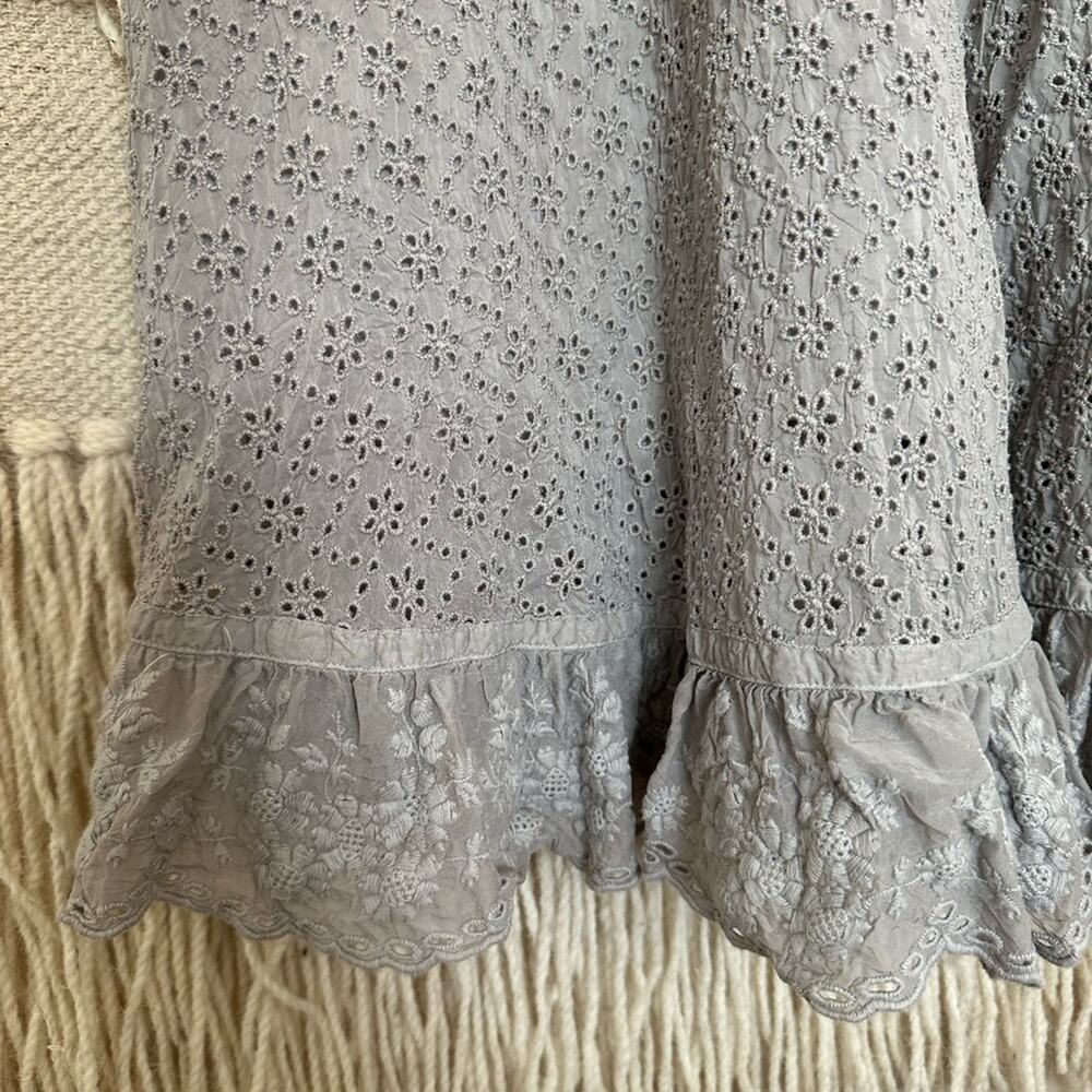 Johnny Was Gray Eyelet Ruffle Mini Dress - Picture 5 of 7